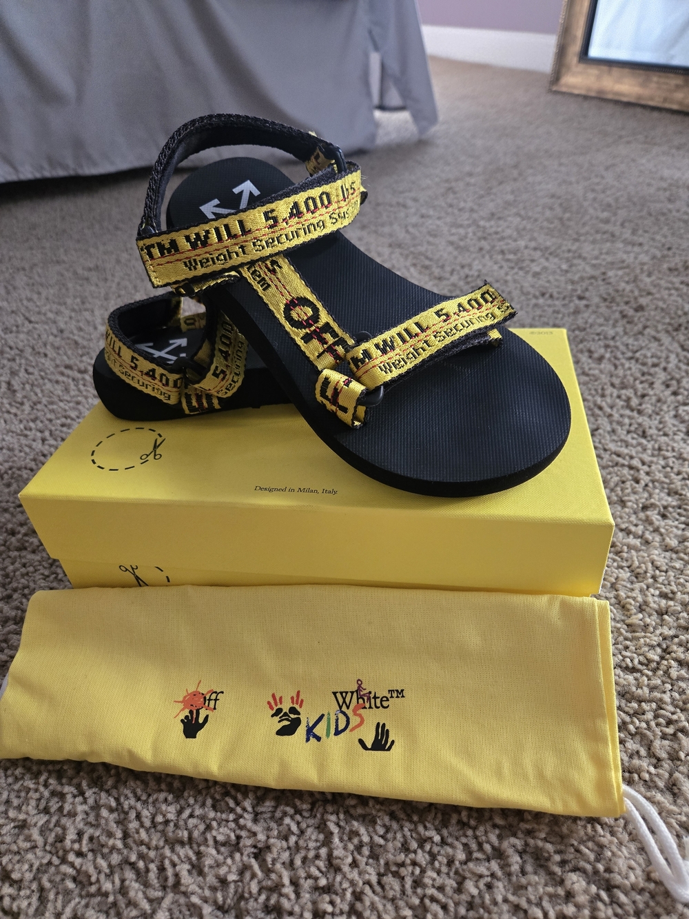 Off-White Kids Yellow Industrial Belt Sandals